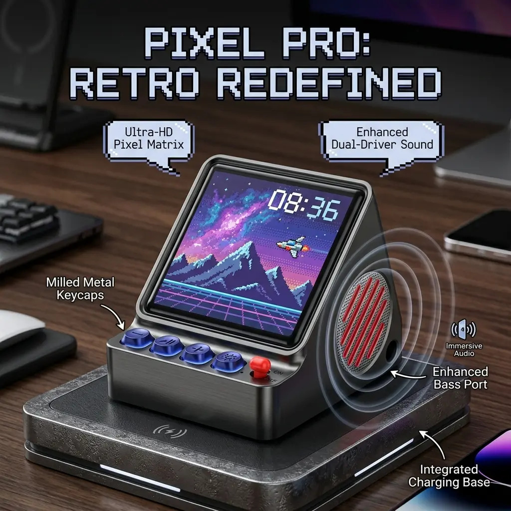Retro Gaming Desk Setup - Przenośny głośnik LED z programowalnym wyświetlaczem