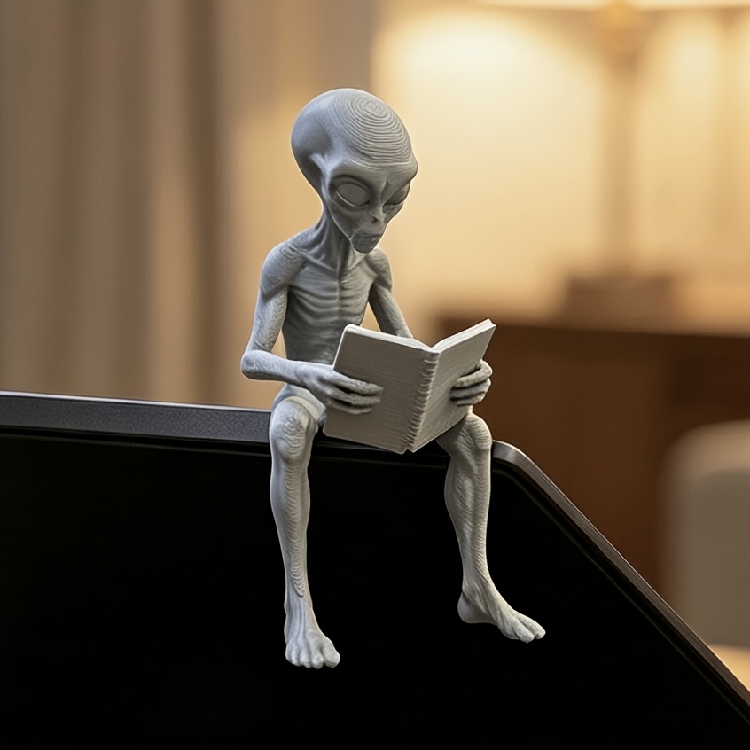 Retro Gaming Desk Setup - Figurki Obcych do Czytania, Drukowane 3D,